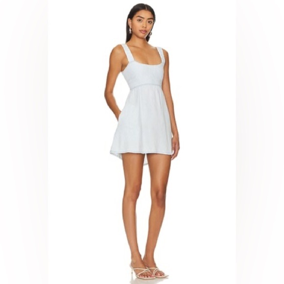 SHOW ME YOUR MUMU Revolve chambray Tana Chambray Babydoll Mini Dress size small - Picture 1 of 12